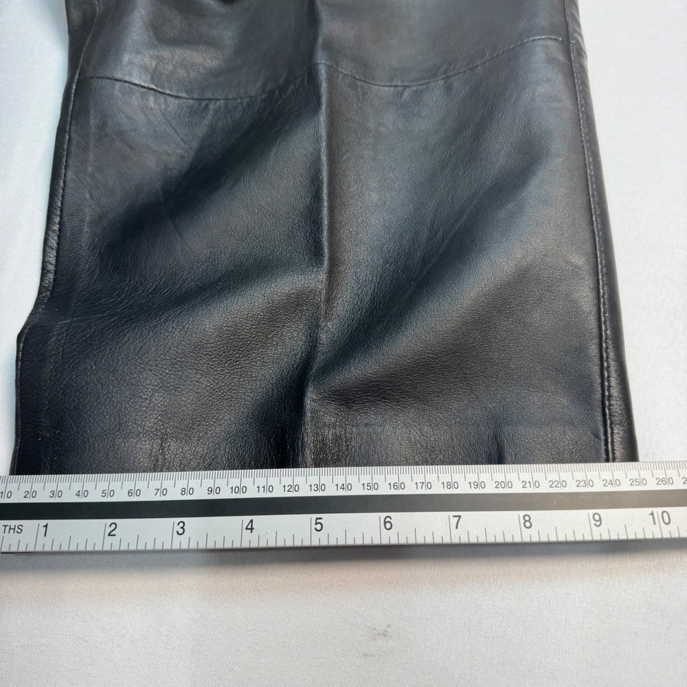 Bagazio Vintage Mens Leather Pants Size 42 Black Pleated Front Trousers Biker - Picture 11 of 12